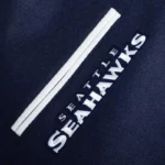 Front view Seattle Seahawks mashup rib varsity jacket photo.