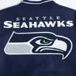 Front view Seattle Seahawks mashup rib varsity jacket photo.